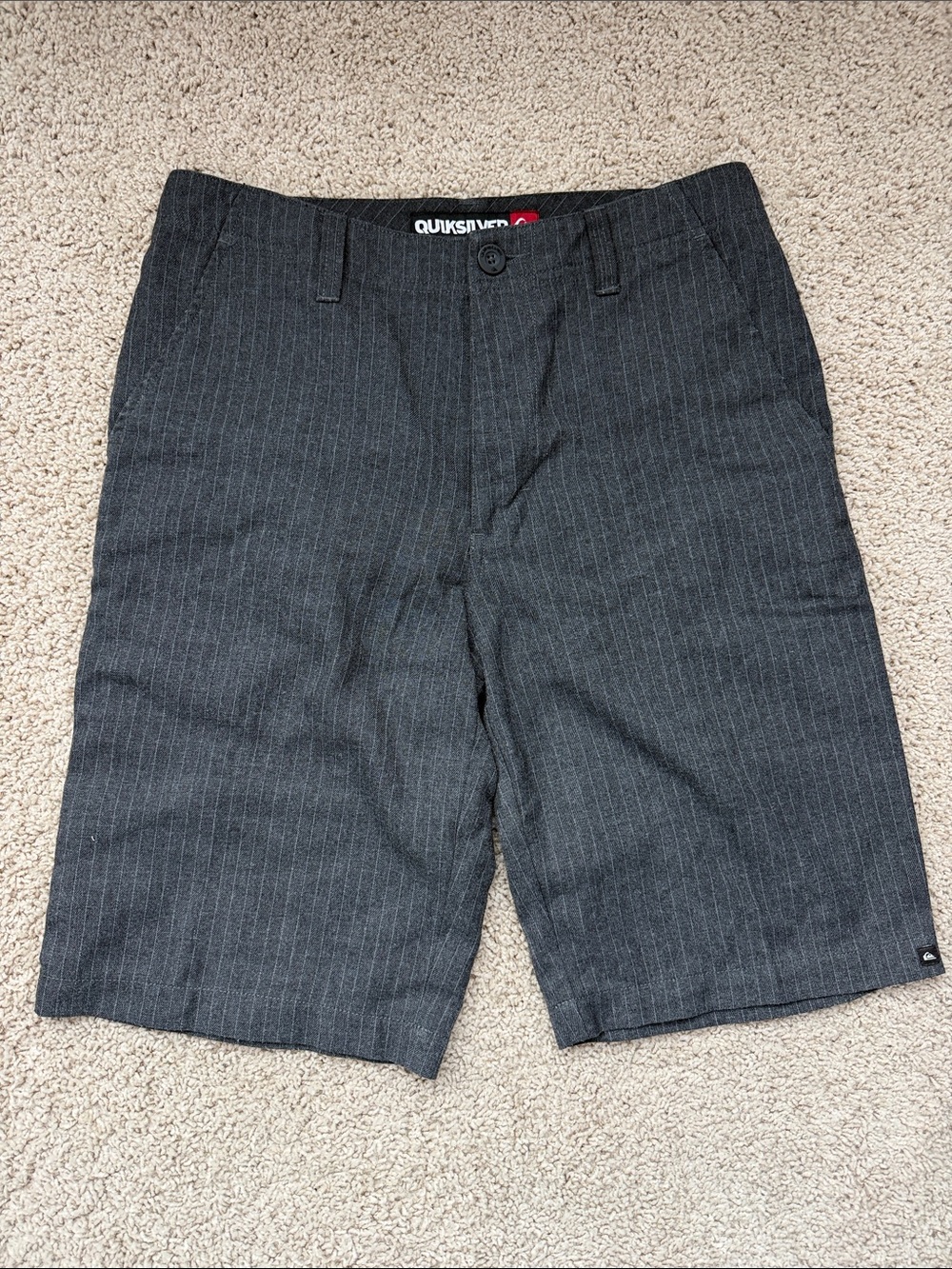 Quiksilver Men’s Charcoal Pinstripe Flat Front Shorts